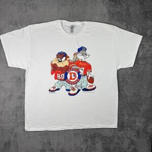 Vintage Style Denver Broncos Looney Tunes Shirt Mens 2XL Taz Bugs Football Tee